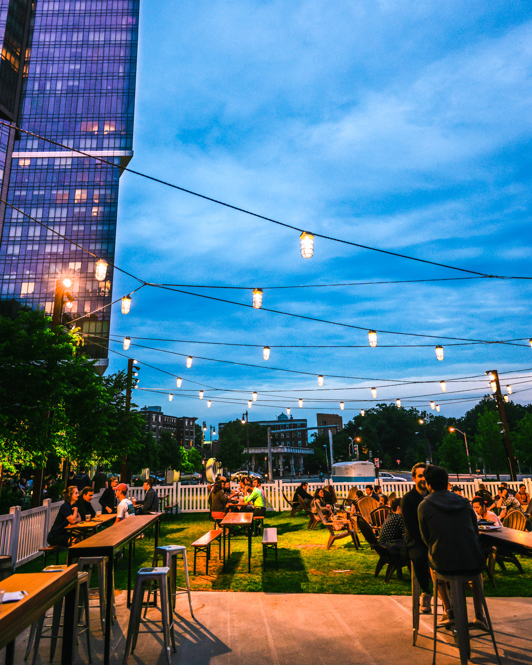 Nighttime exterior at Trillium Fenway