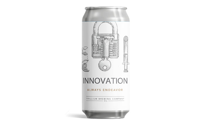 Beer can featuring the core value of Innovation