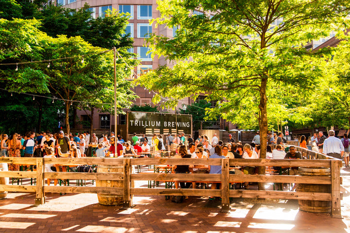 Busy Trillium Beer Garden on the Greenway scene on a sunny summer day